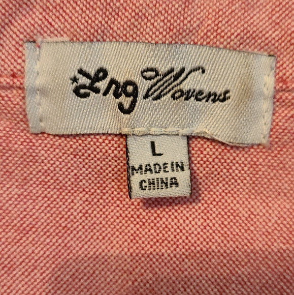 LRG Woven Woman's Short Sleeve Blouse, Size: Large Color: Pink - Picture 8 of 16